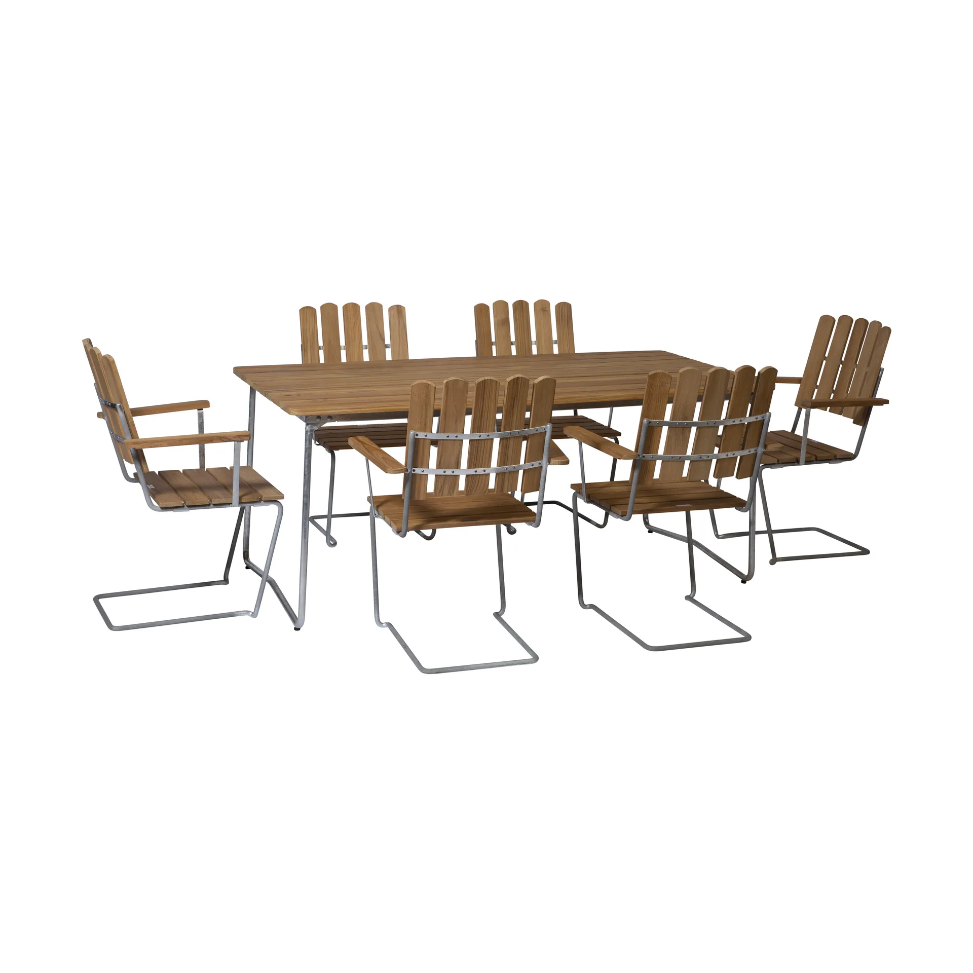Grythyttan spisegruppe teak B31 170cm + 6 stk. A2 Grythyttan Stålmöbler