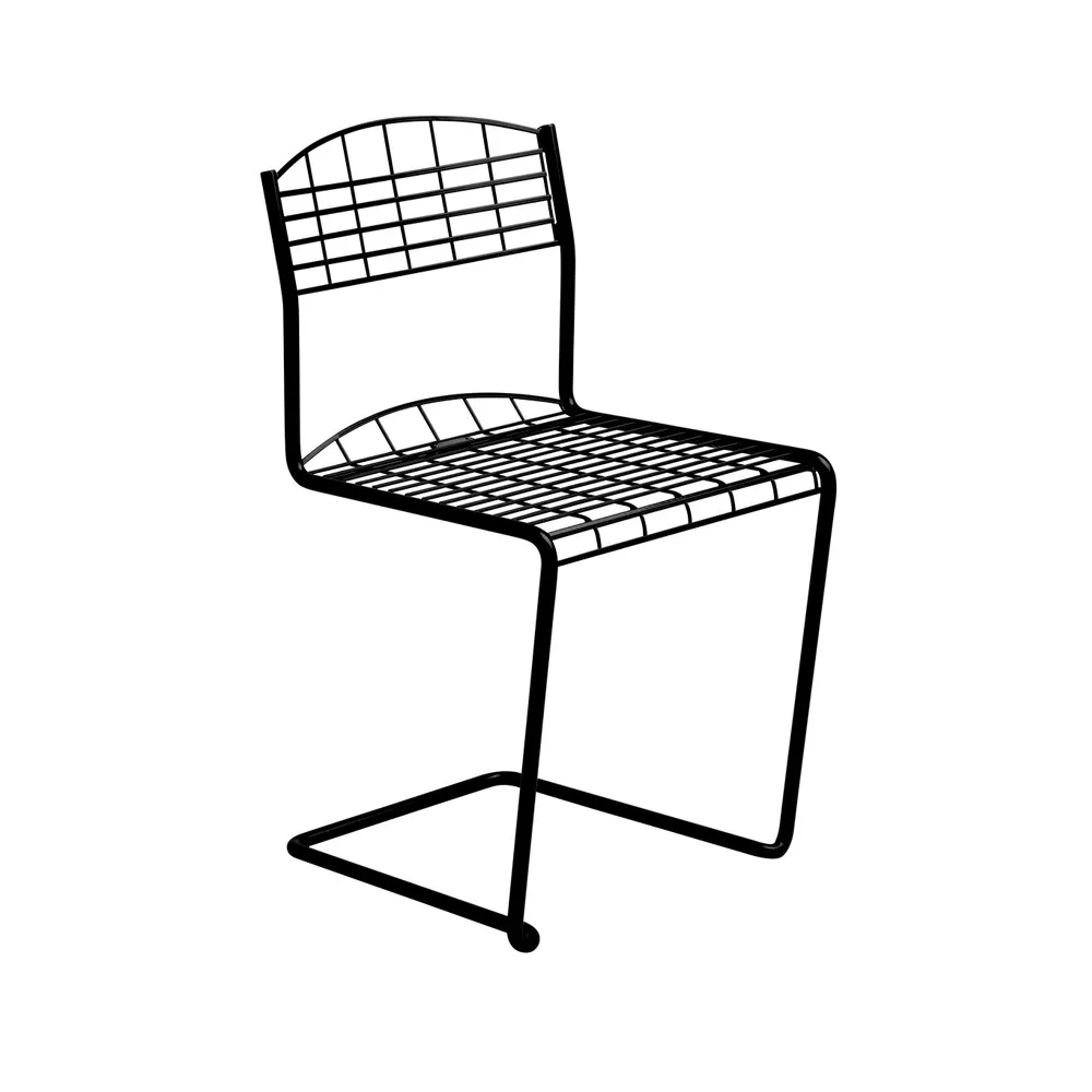 High Tech stol, Sort blank pulverlak Grythyttan Stålmöbler