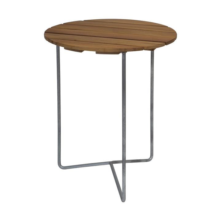 Table 6B bord Ø60 cm - Ubehandlet teak-varmforzinket ben - Grythyttan Stålmöbler