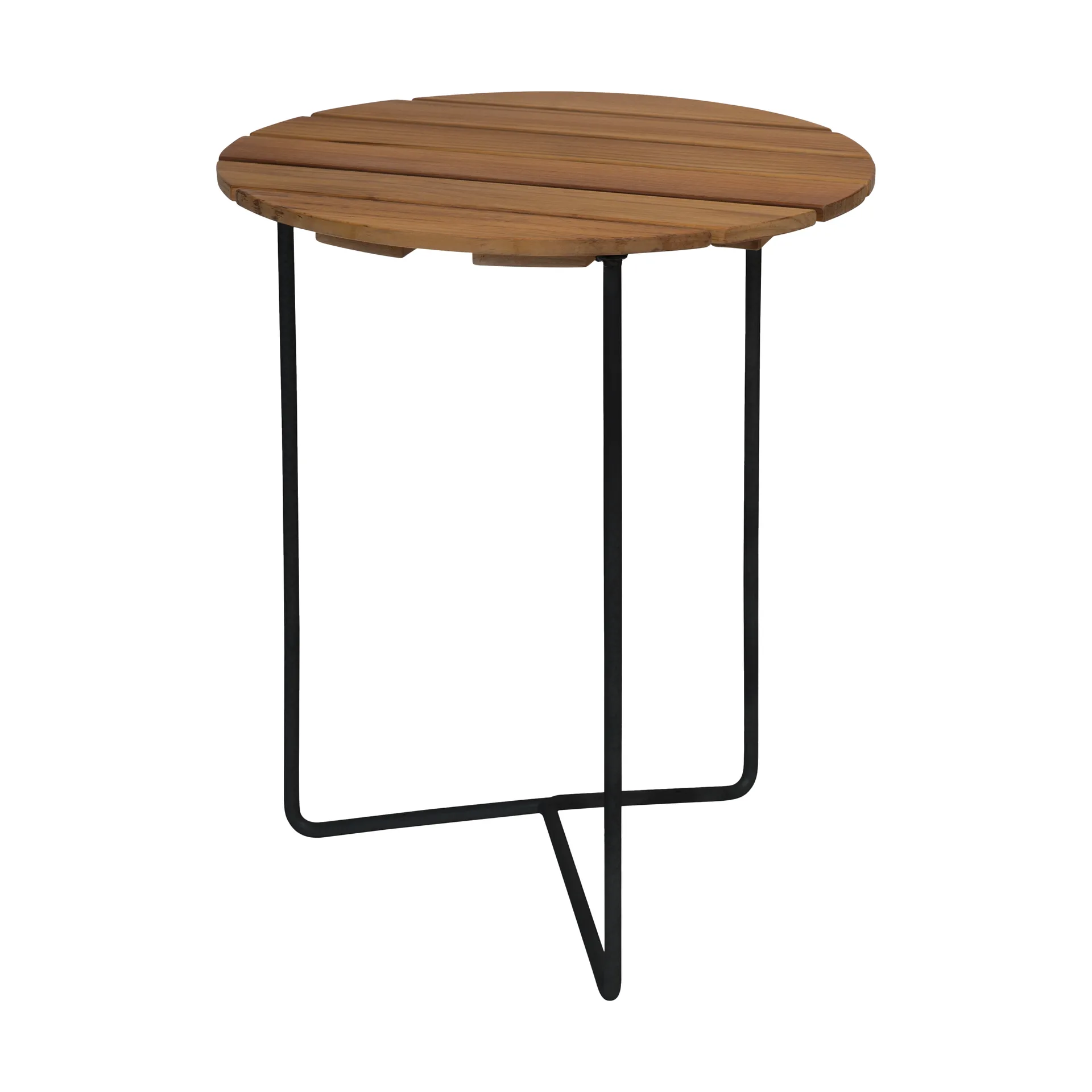 Table 6B bord, Ubehandlet teak-sort, Ø60 cm Grythyttan Stålmöbler