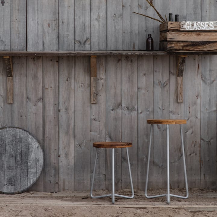 V-1 taburet, Teak-63-varmforzinket stålstativ Grythyttan Stålmöbler