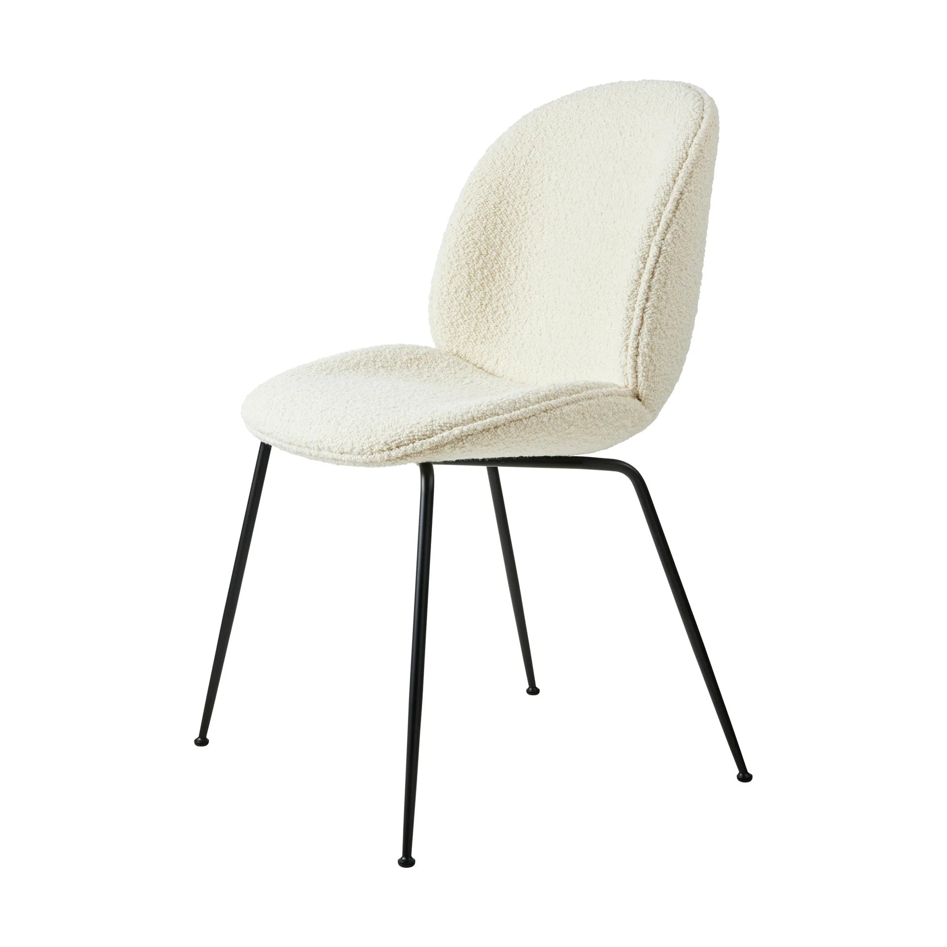 Beetle dining chair fully upholstered conic base, Karakorum 001-sort understel GUBI
