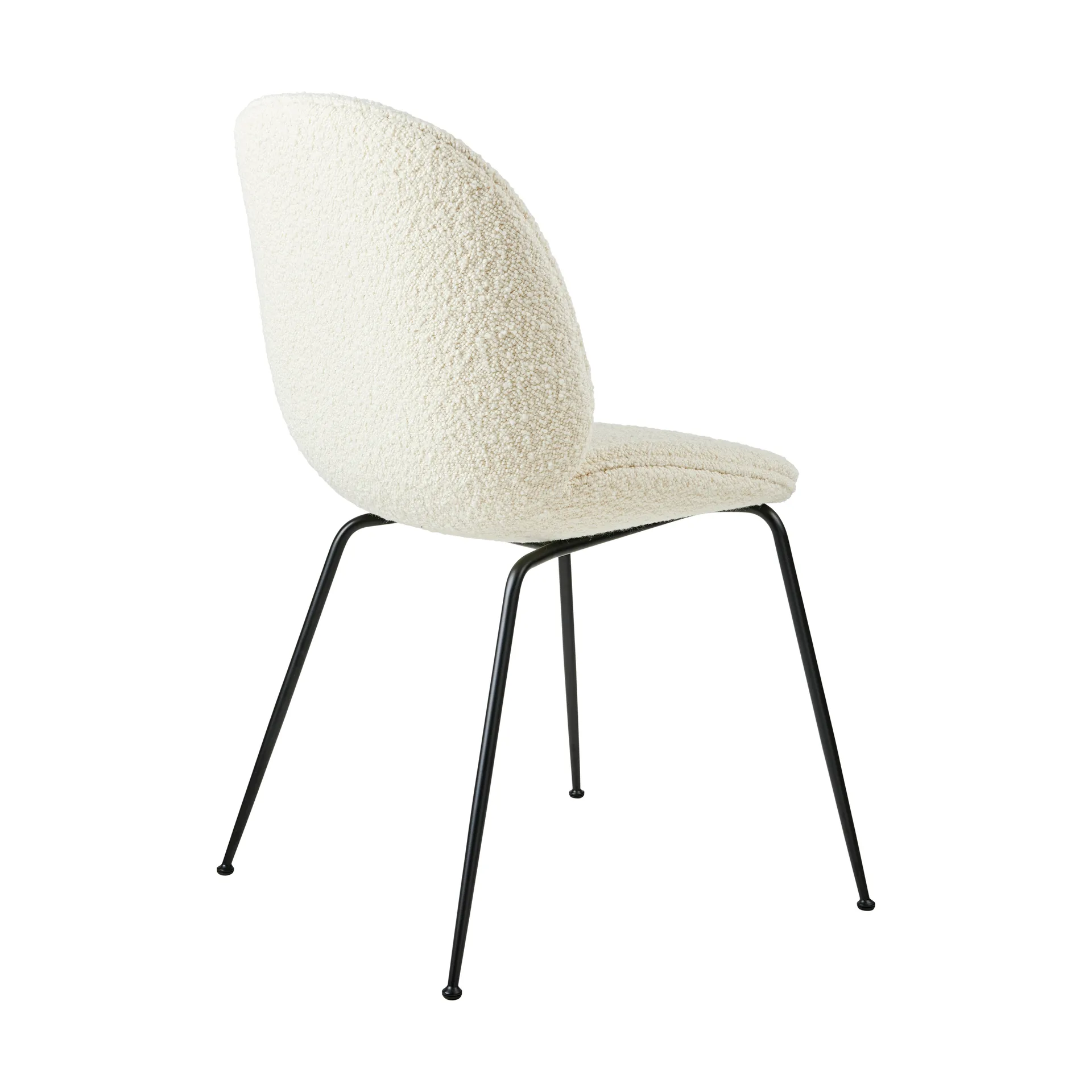 Beetle dining chair fully upholstered conic base, Karakorum 001-sort understel GUBI