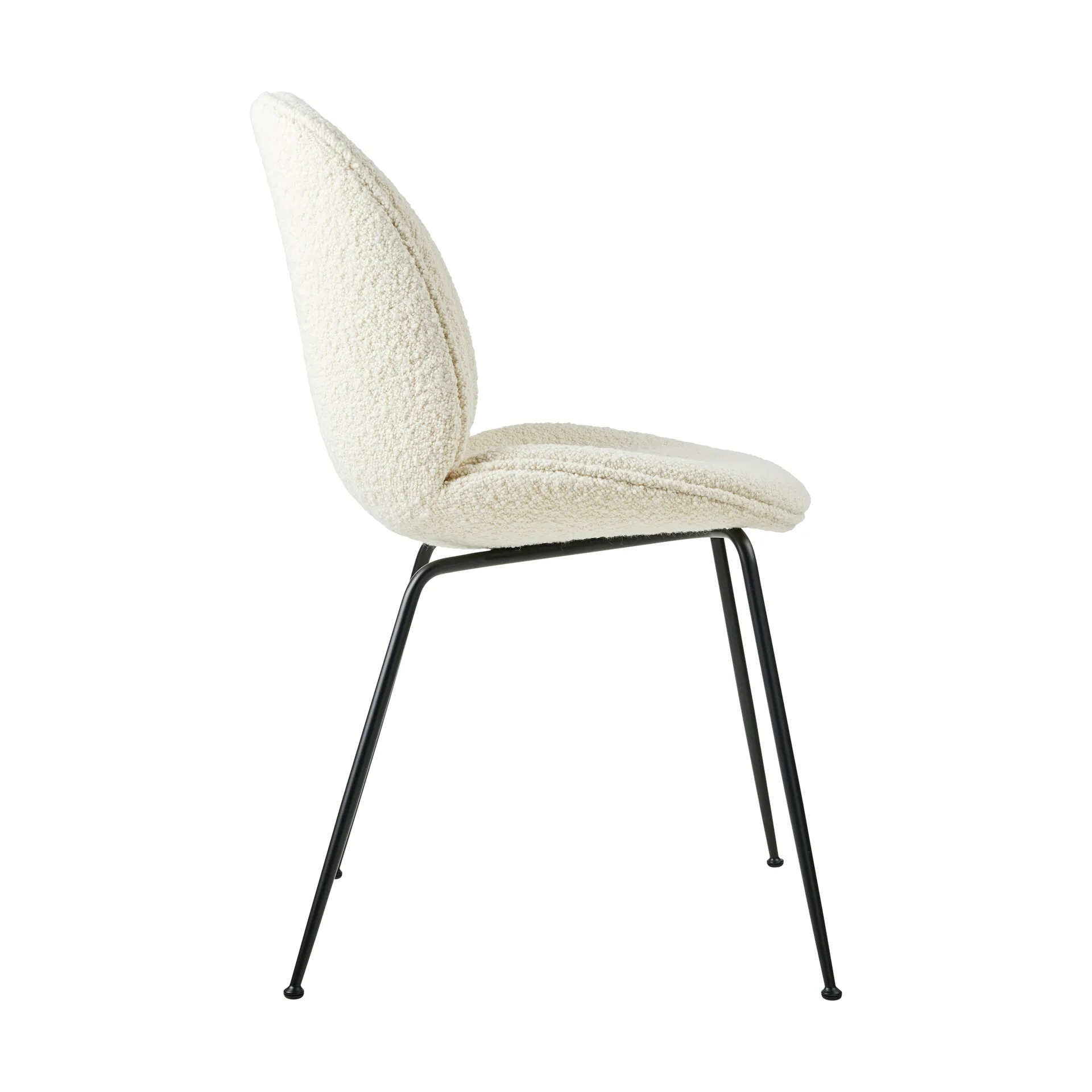 Beetle dining chair fully upholstered conic base, Karakorum 001-sort understel GUBI