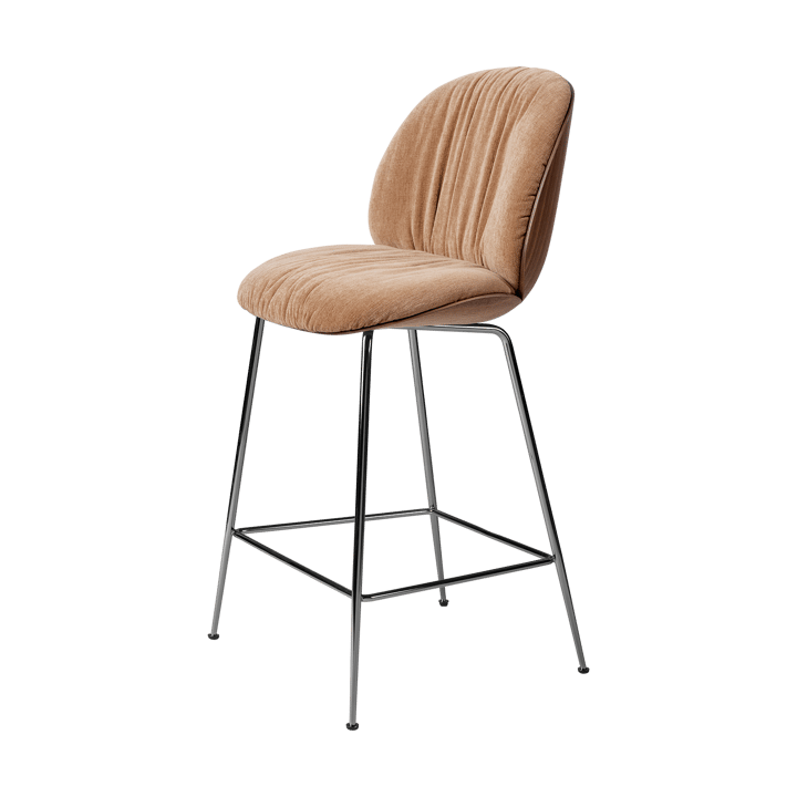 Beetle Soft barstol 65 cm forsidebetrukket - Belsuede Dedar 132-lakeret valnød-sort krom - GUBI