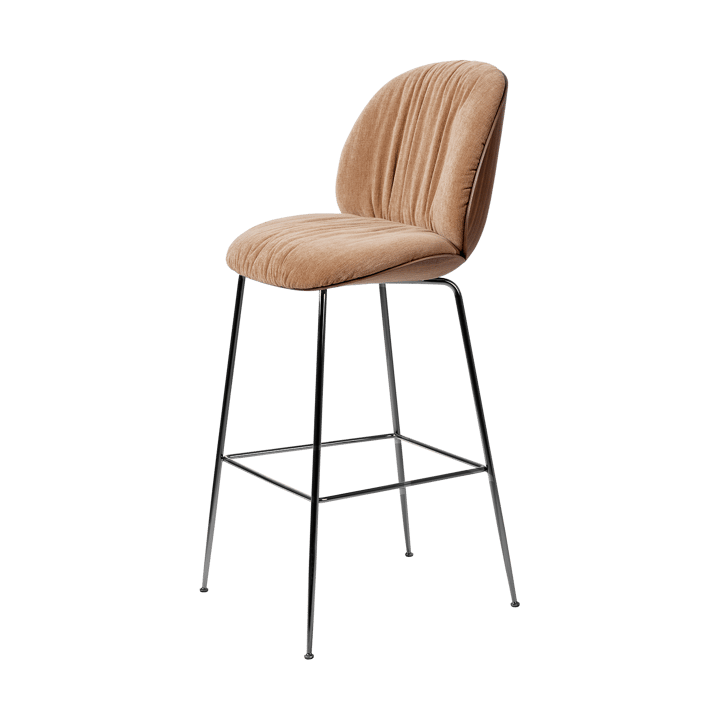 Beetle Soft barstol 75 cm forsidebetrukket - Belsuede Dedar 132-lakeret valnød-sort krom - GUBI