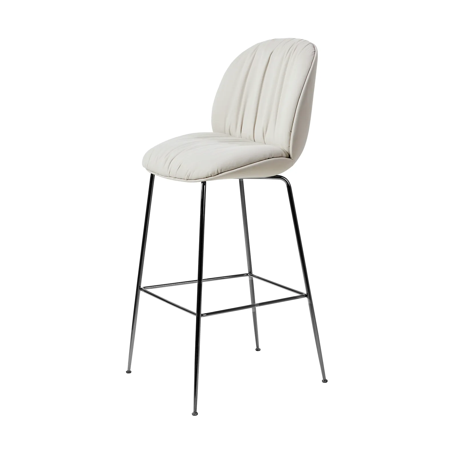 Beetle Soft barstol 75 cm helbetrukket, Reales Gubi 001-sort krom GUBI