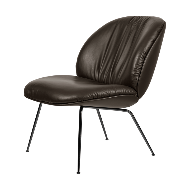 Beetle Soft loungestol helbetrukket - Smooth læder Gubi Coffee-mattsvart - GUBI