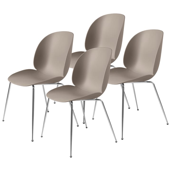 Beetle stol forkromede ben 4-pak - New Beige - Gubi