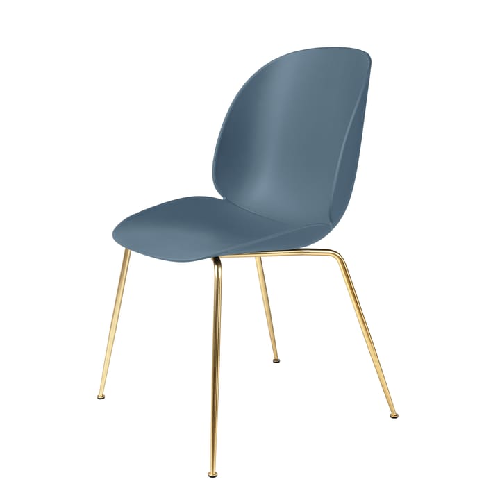 Beetle stol plast messingben - blue grey - Gubi