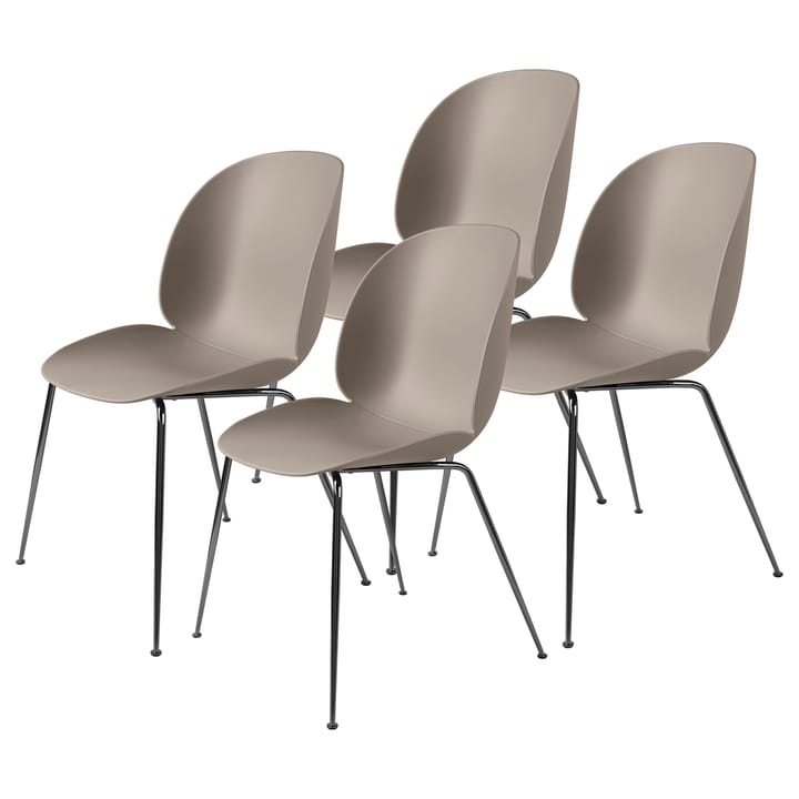 Beetle stol sortforkromede ben 4-pak - New Beige - Gubi