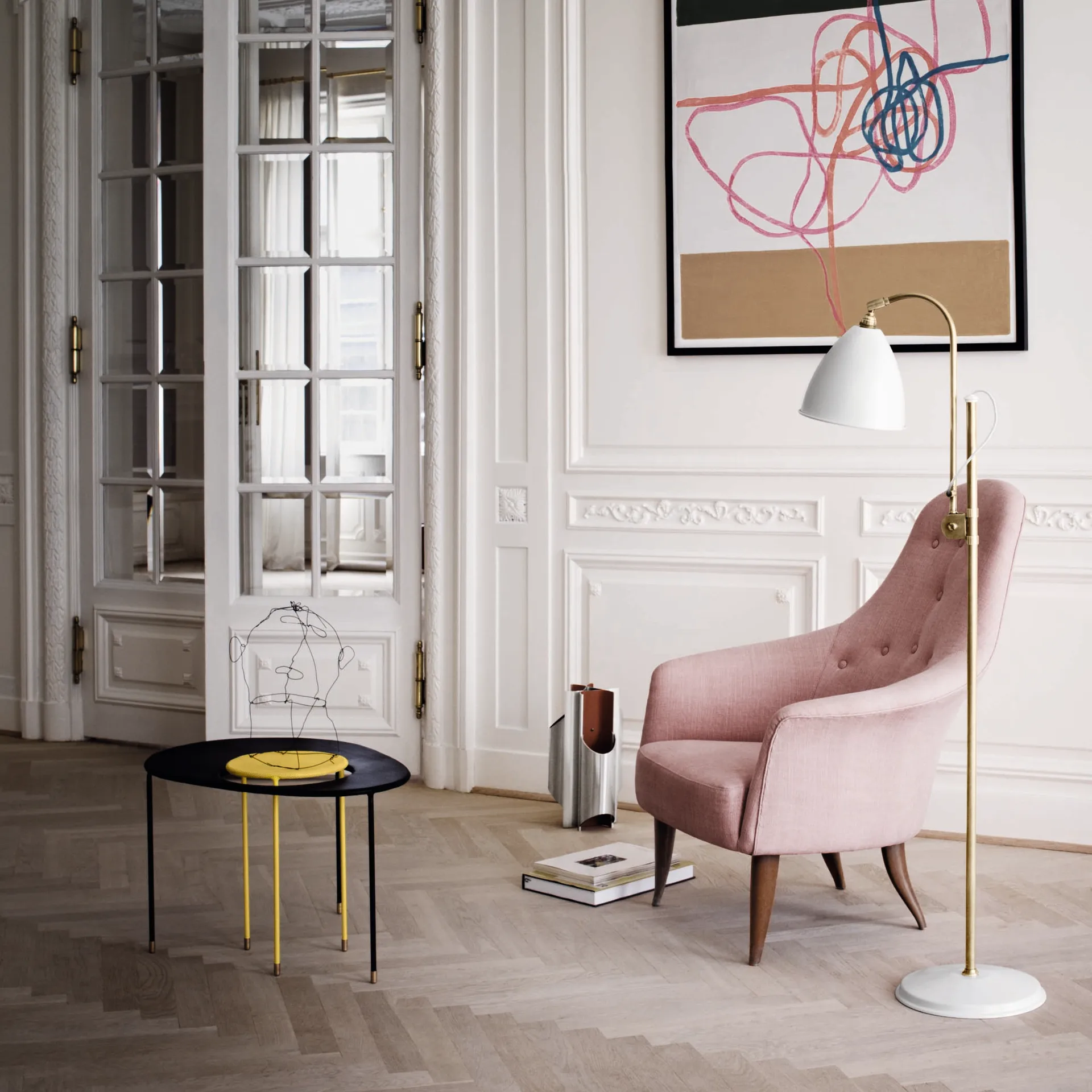 Bestlite BL3M gulvlampe, mat hvid-messing GUBI