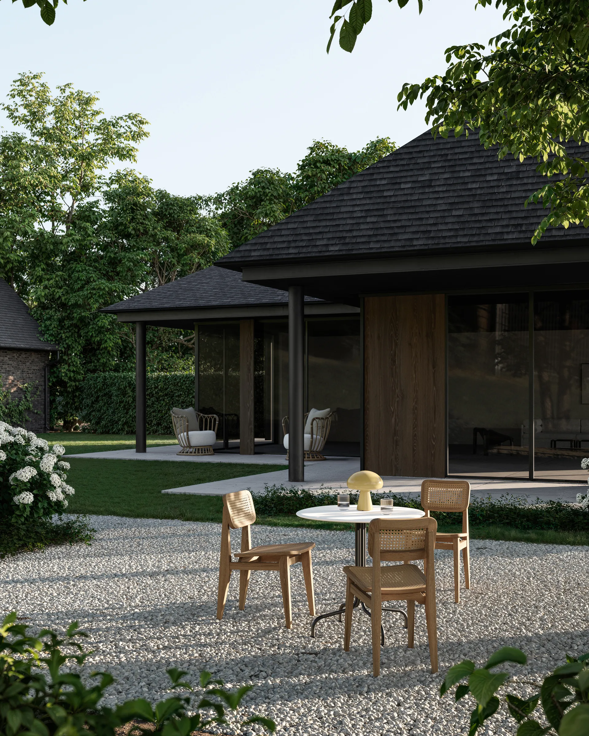 C-chair Outdoor stol, All french cane-natural teak GUBI