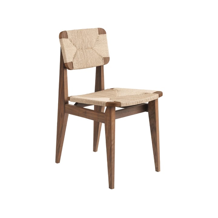 C-Chair stol - american walnut, naturflettet sæde og ryg - GUBI