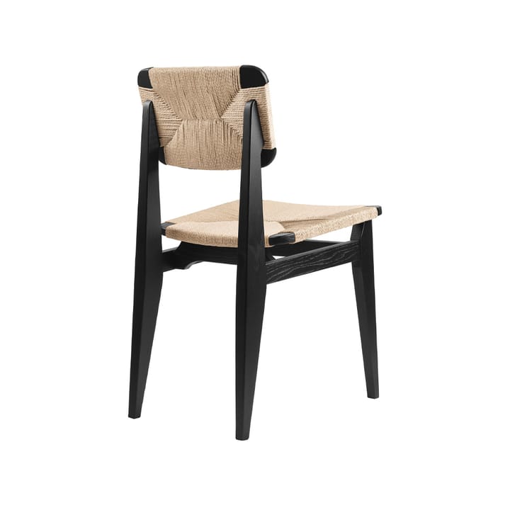 C-Chair stol - black stained oak, naturflettet sæde og ryg - GUBI