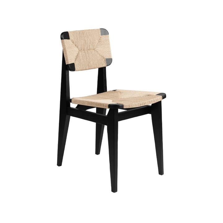 C-Chair stol - black stained oak, naturflettet sæde og ryg - GUBI