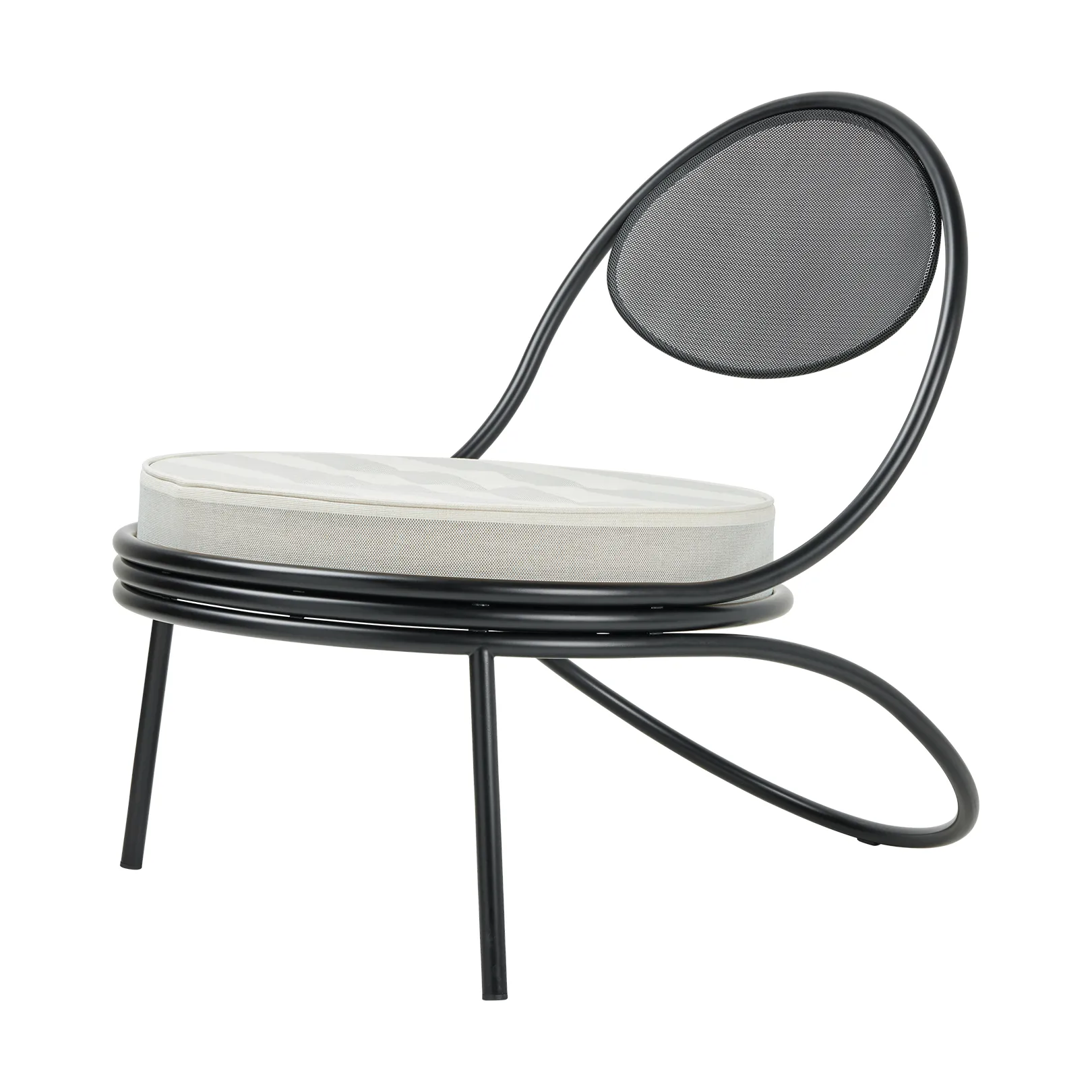 Copacabana Outdoor Lounge Chair beklædt sæde, Leslie stripe limonta 020-sorte ben GUBI
