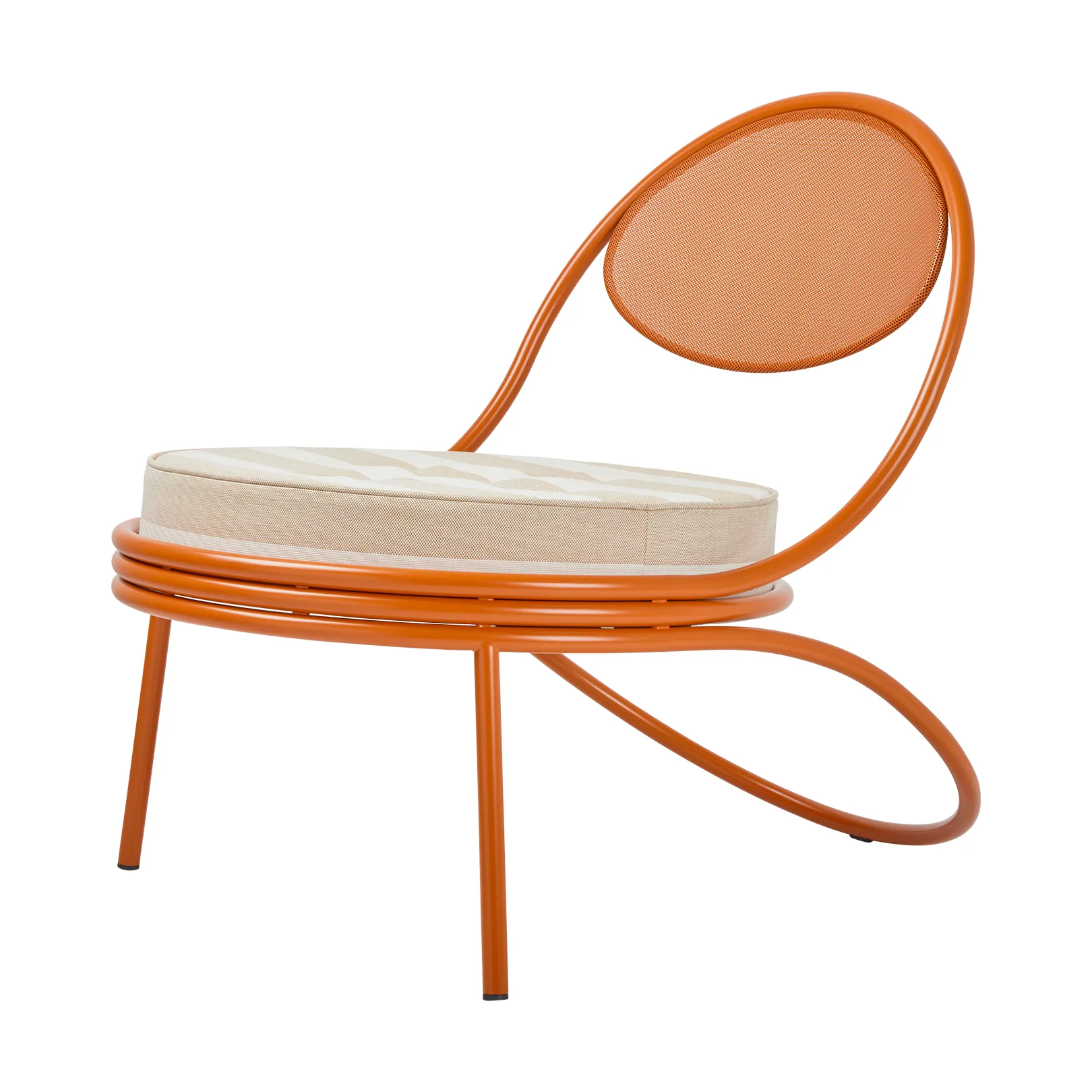 Copacabana Outdoor Lounge Chair beklædt sæde, Leslie stripe limonta 040-international orange GUBI