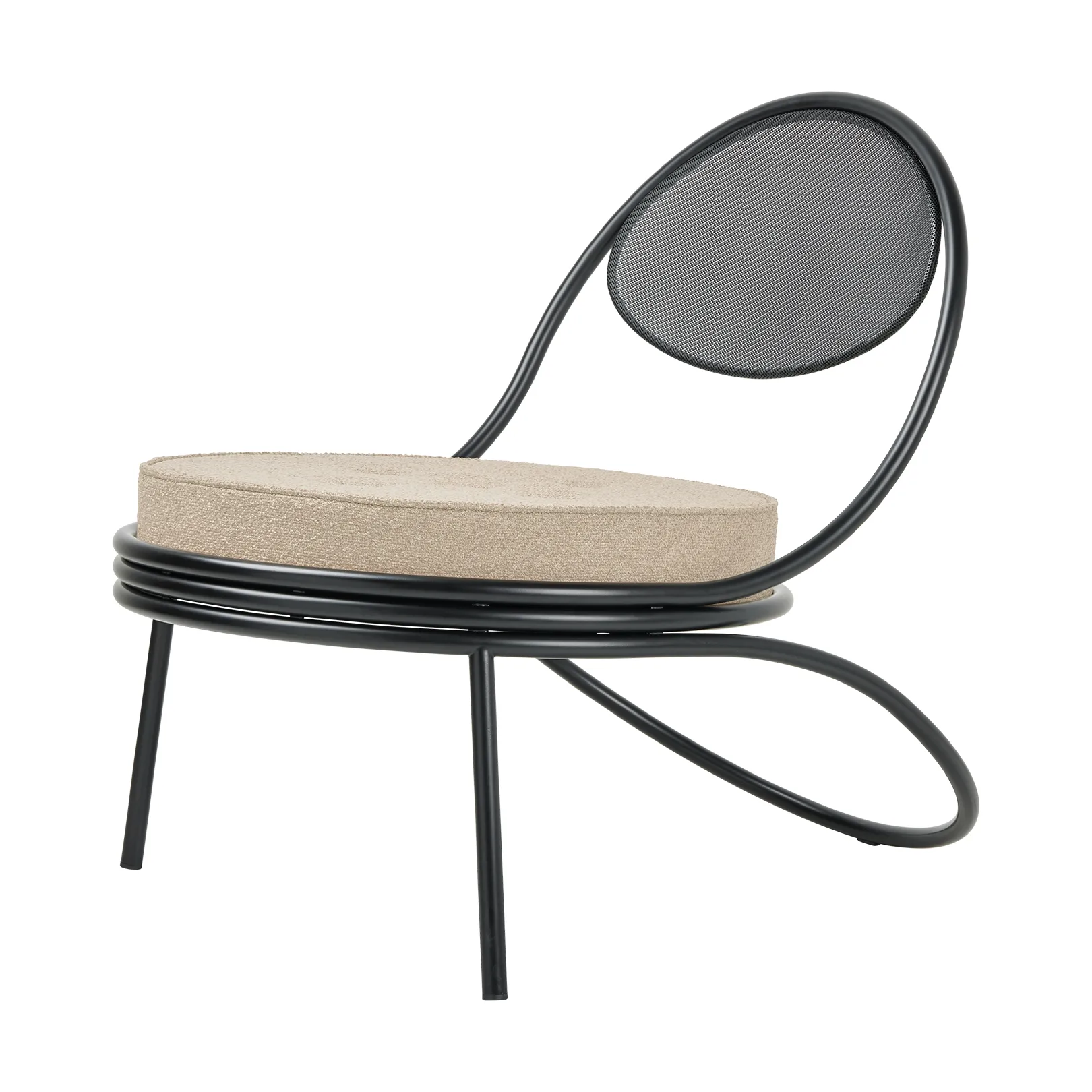 Copacabana Outdoor Lounge Chair beklædt sæde, Lorkey limonta 41-sorte ben GUBI