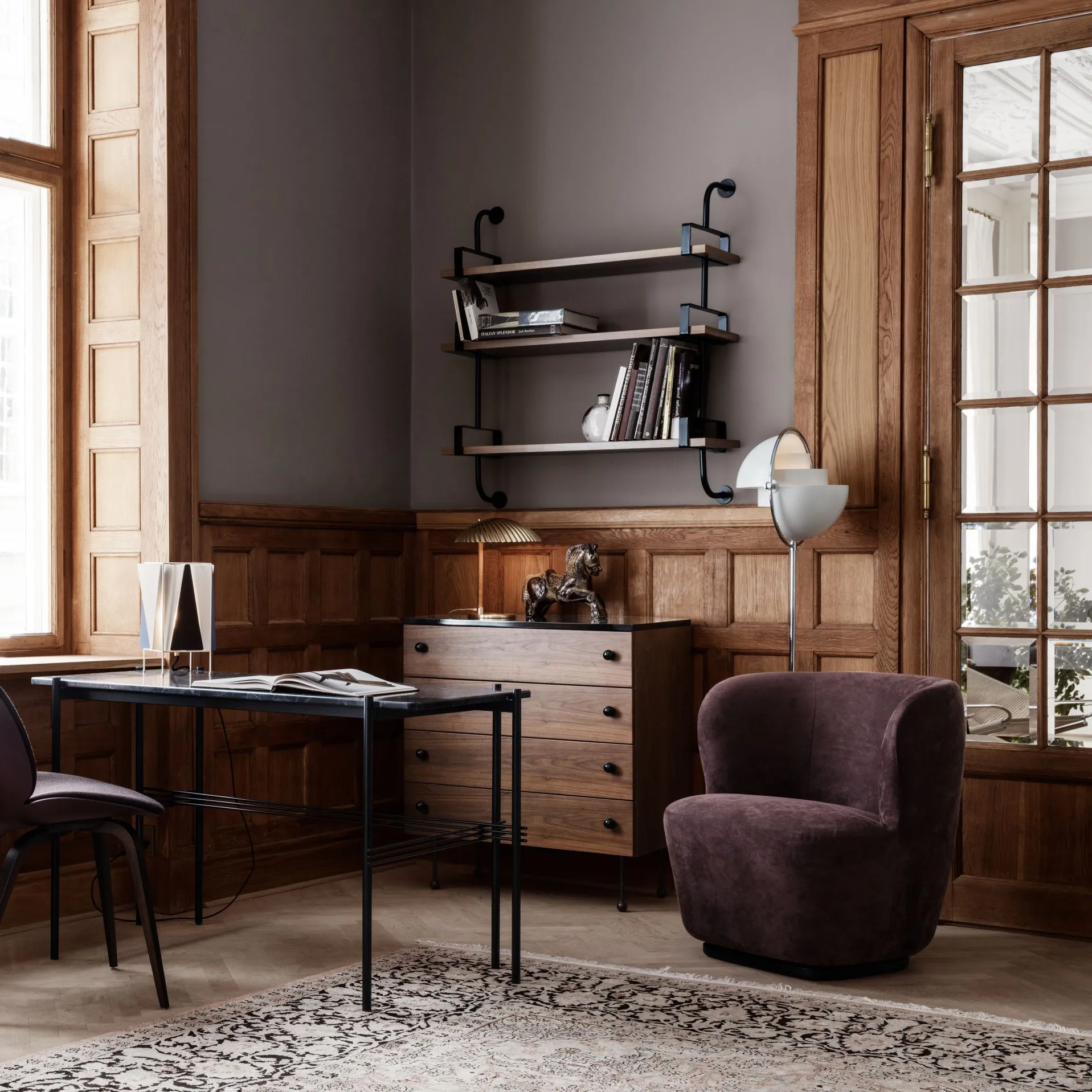 Démon hylde 3 hyldeplan 95 cm, Walnut GUBI