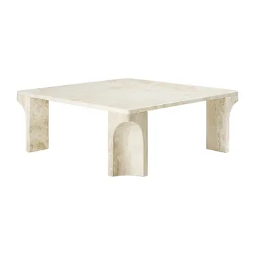 Doric sofabord 80x80 cm - Neutral white/Travertine - GUBI