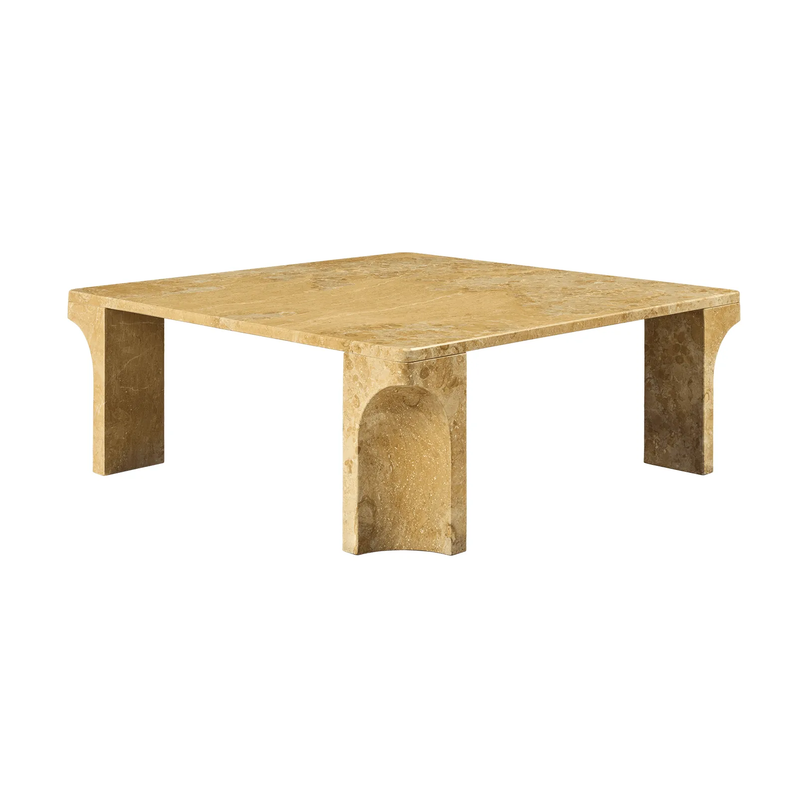 Doric sofabord, Honey Amber marmor, 80x80 cm GUBI