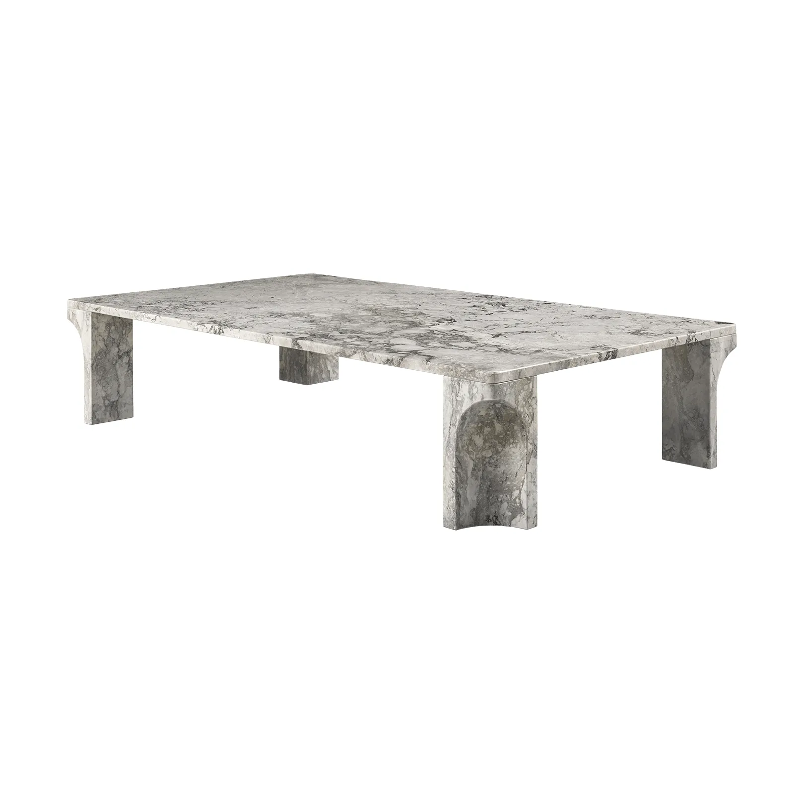 Doric sofabord, Stormy Gray marmor, 140x80 cm GUBI