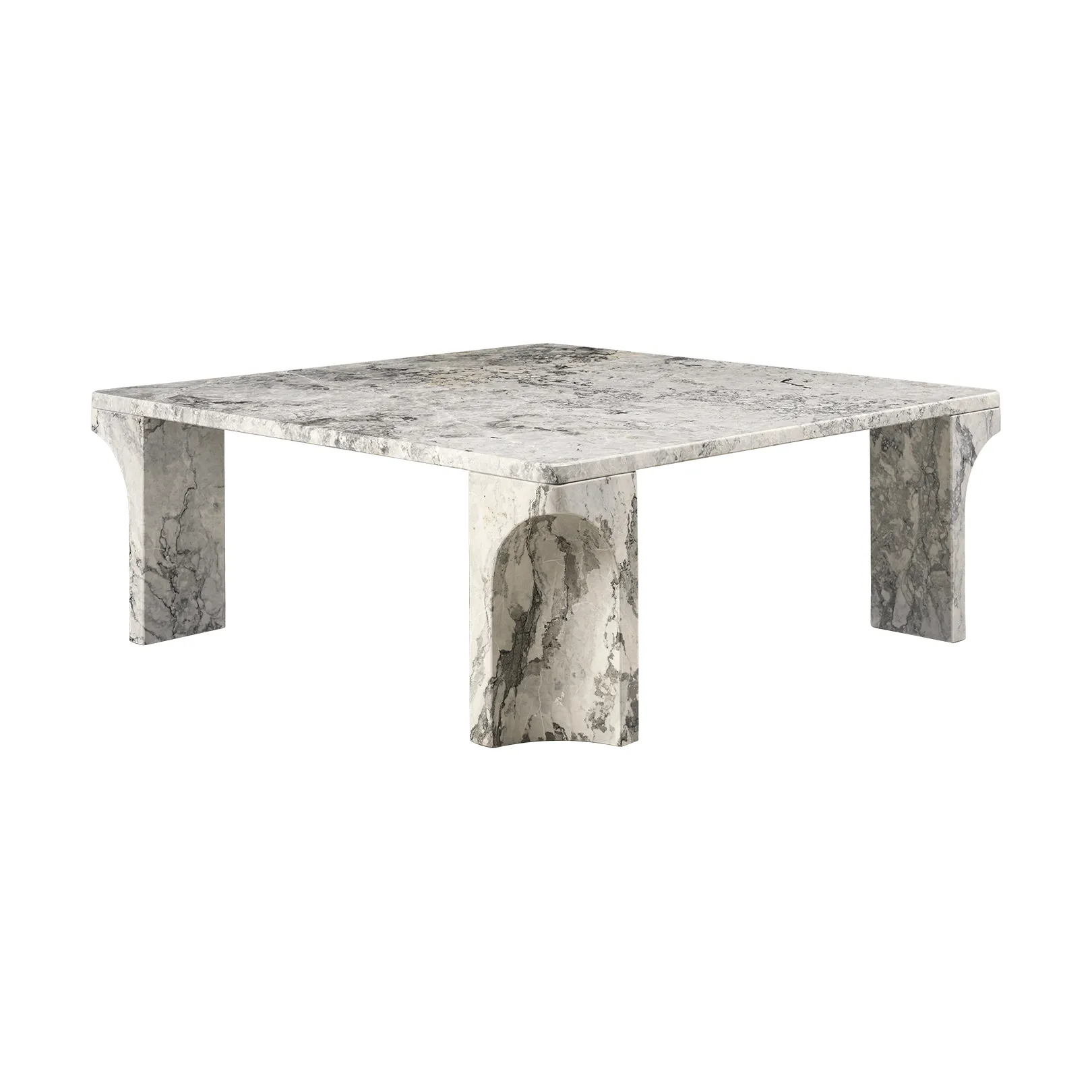 Doric sofabord, Stormy Gray marmor, 80x80 cm GUBI