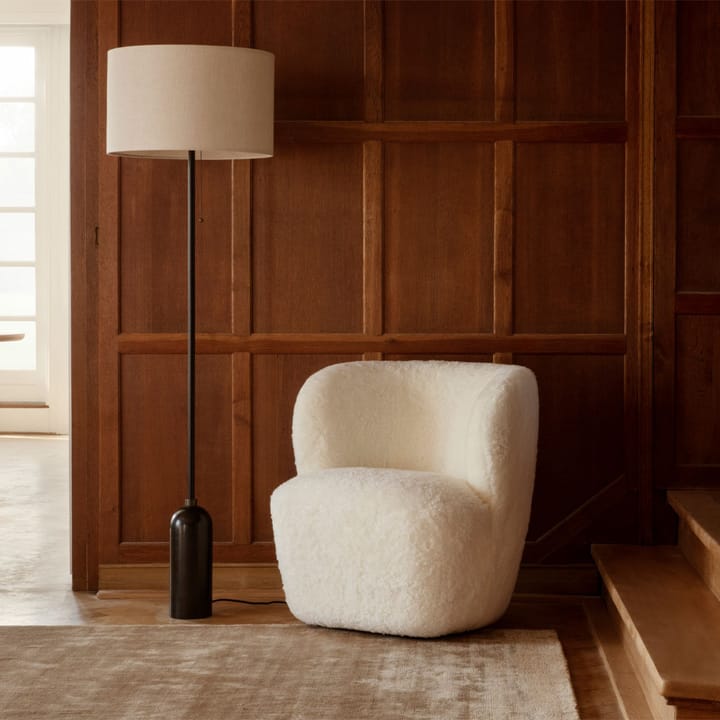 Gravity gulvlampe, hvid marmor/canvas GUBI