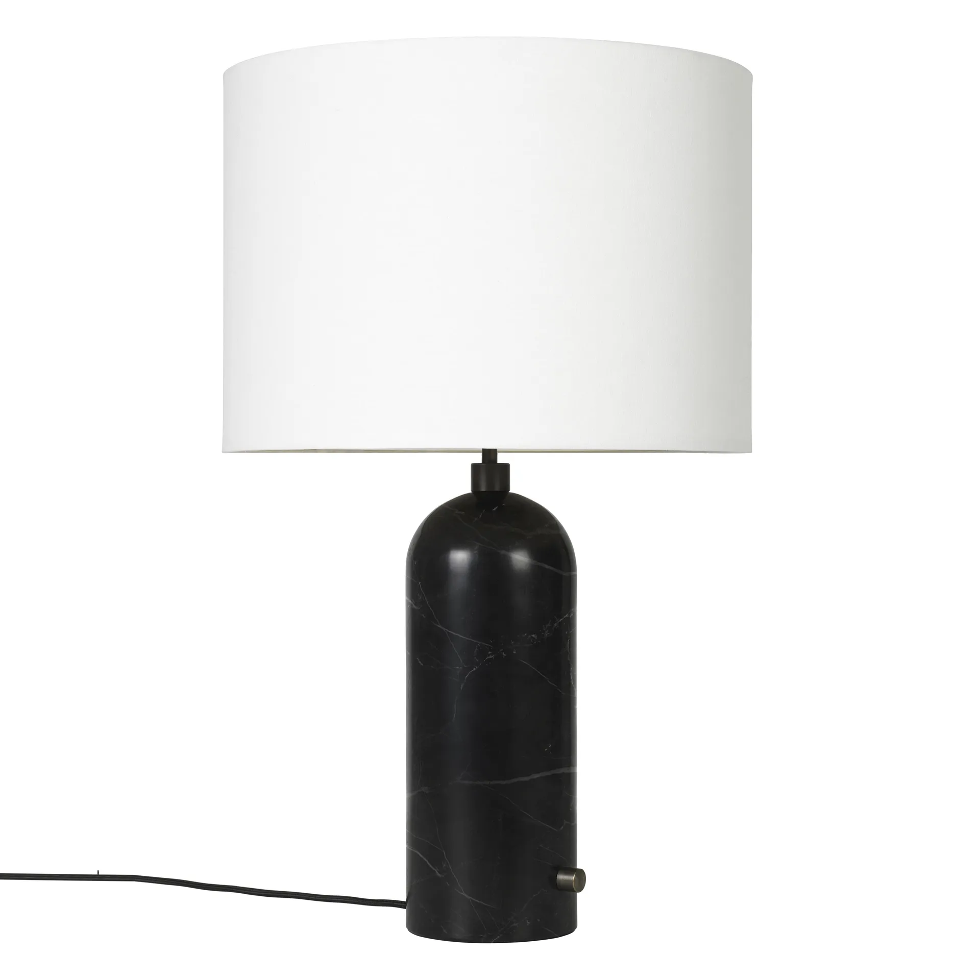 Gravity L bordlampe, black marble + hvid skærm  GUBI