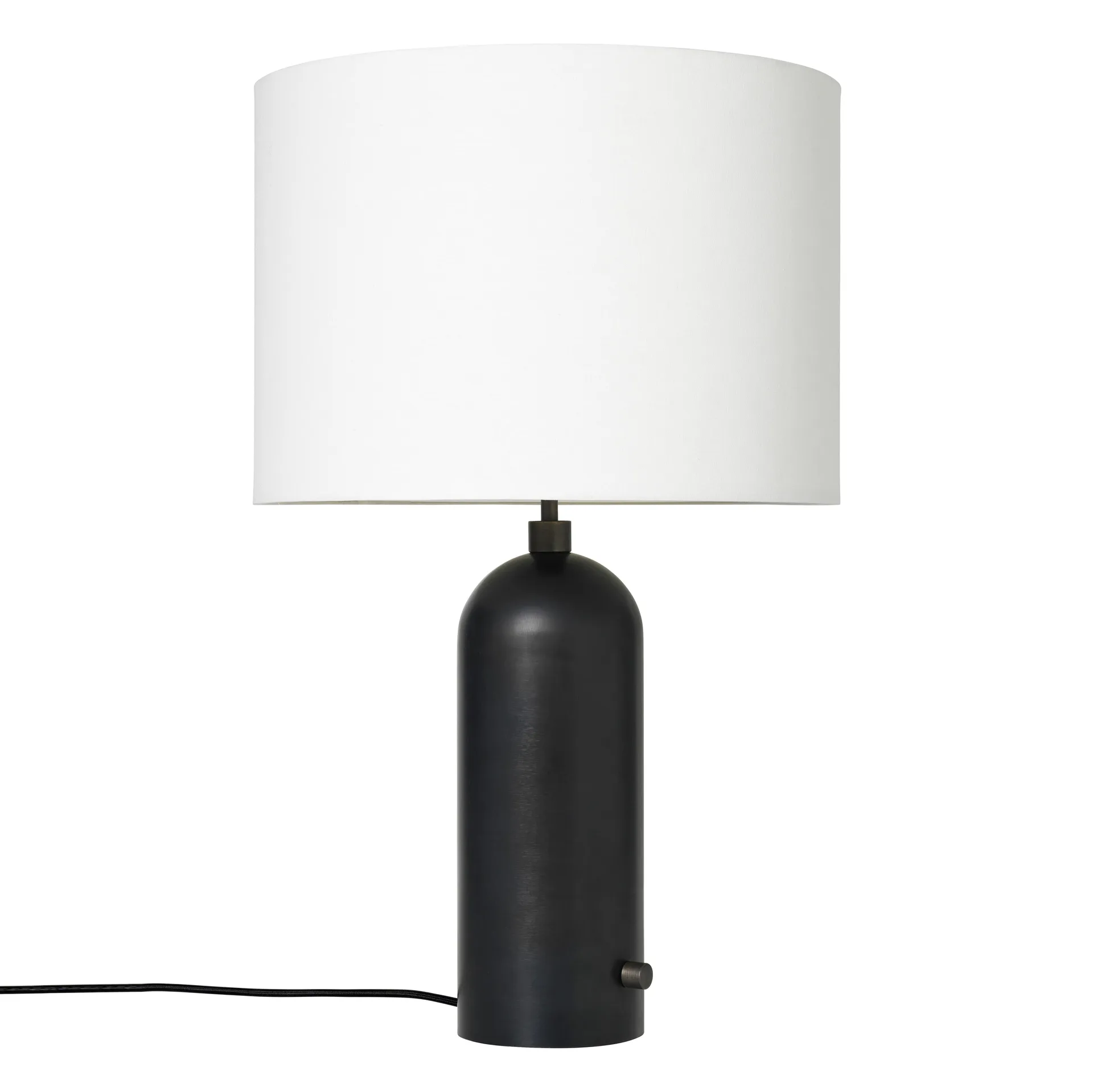 Gravity L bordlampe, blackend steel + hvid skærm  GUBI