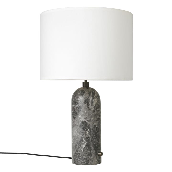 Gravity L bordlampe - grey marble + hvid skærm  - GUBI