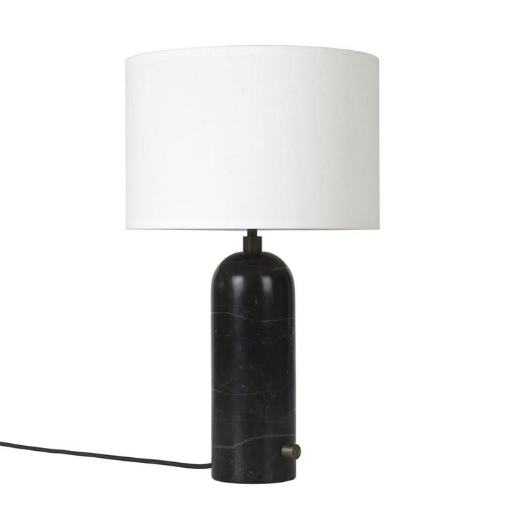 Gravity S bordlampe - black marble + hvid skærm - GUBI