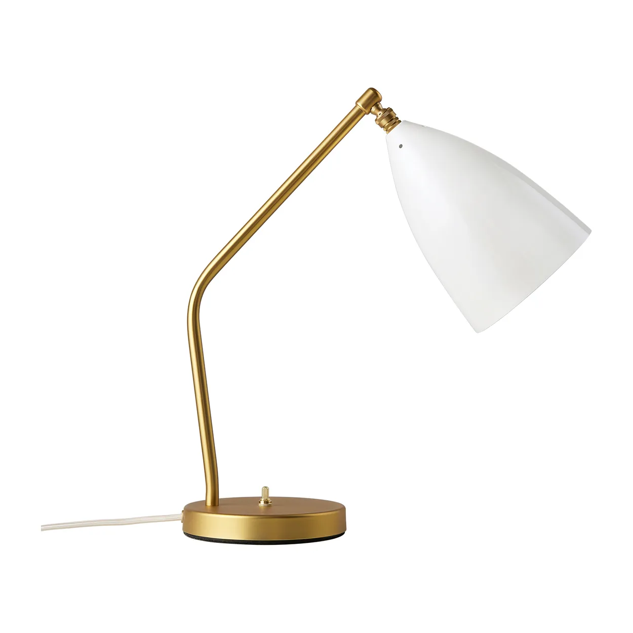 GUBI Græshoppe bordlampe blank Alabaster white/Brass