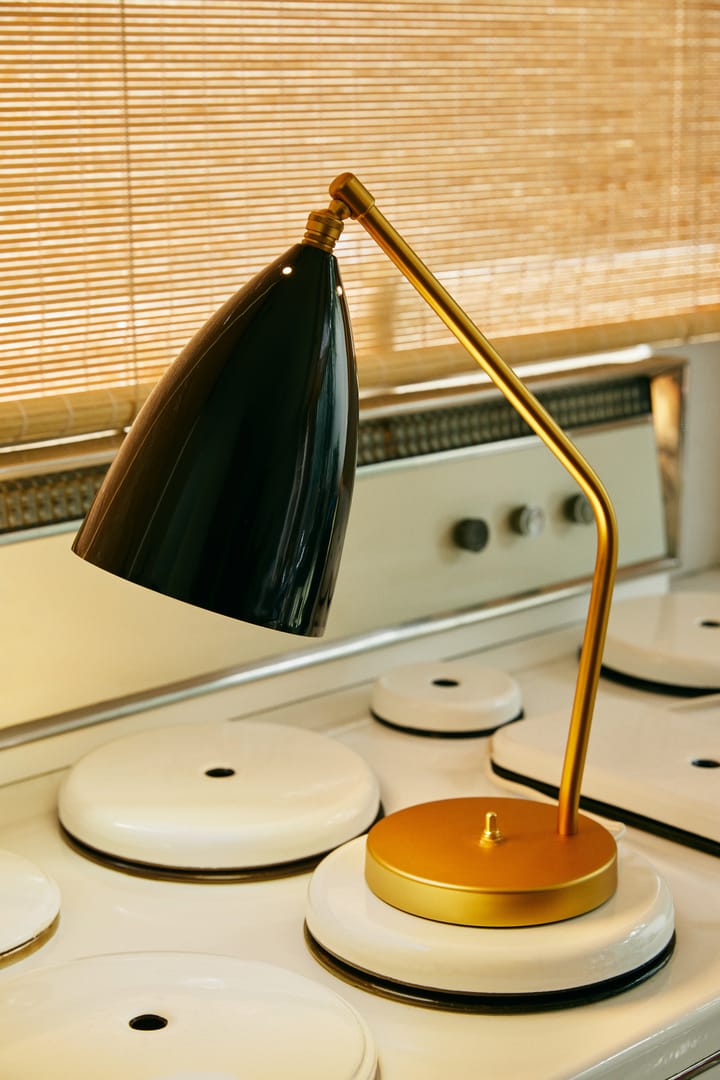 Græshoppe bordlampe blank, Black/Brass GUBI