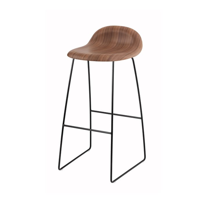 Gubi 3D barstol høj - american walnut, sorte stålmeder - GUBI