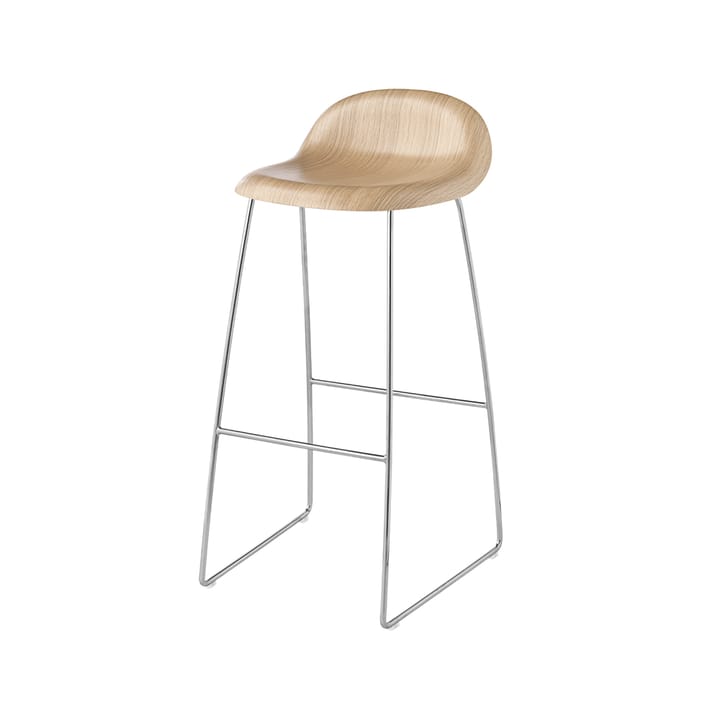 Gubi 3D barstol høj - oak matt lacqured, forkromede stålben - GUBI