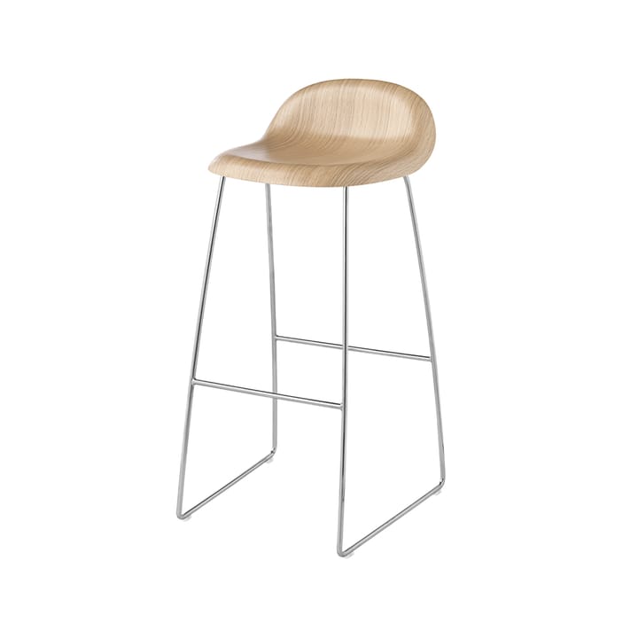 Gubi 3D barstol høj - oak matt lacqured, forkromede stålben - GUBI