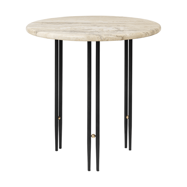 IOI sofabord Ø50 cm - Sort-messing-rippled beige - GUBI