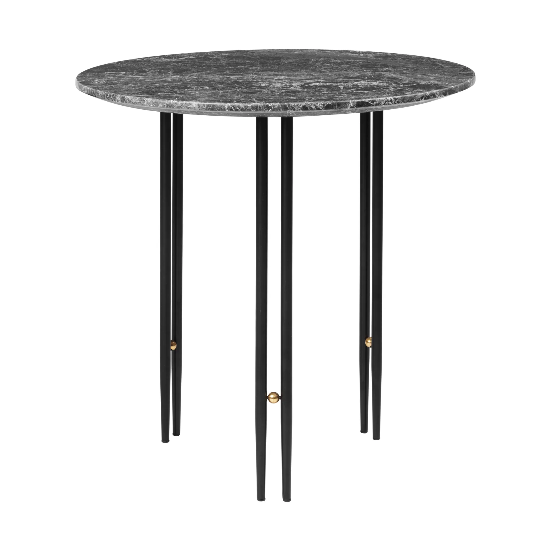 IOI sofabord Ø50 cm, Sort/Messing/Grå marmor GUBI