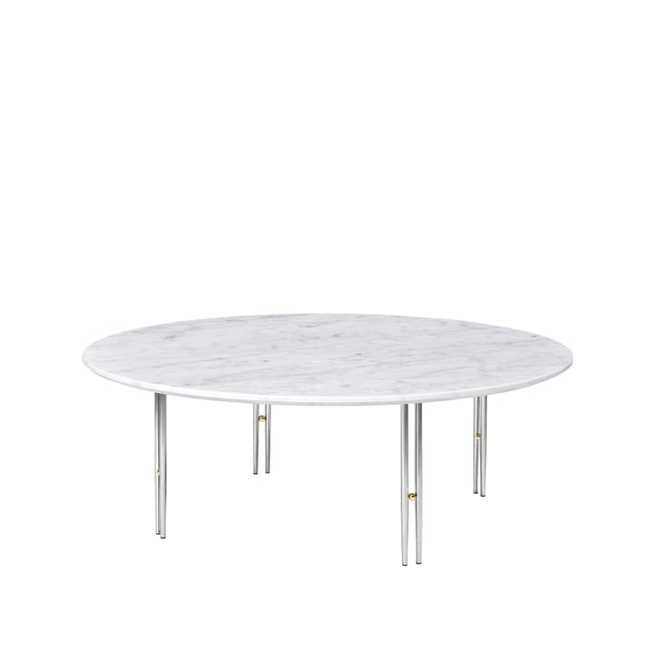 IOI sofabord - White carrara marble, Ø110, krom - GUBI