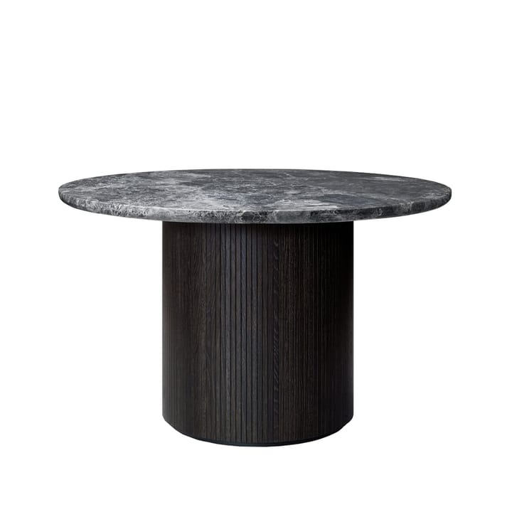 Moon spisebord rundt - marble grey, Ø120 cm, brun/sortbejdset fod - GUBI