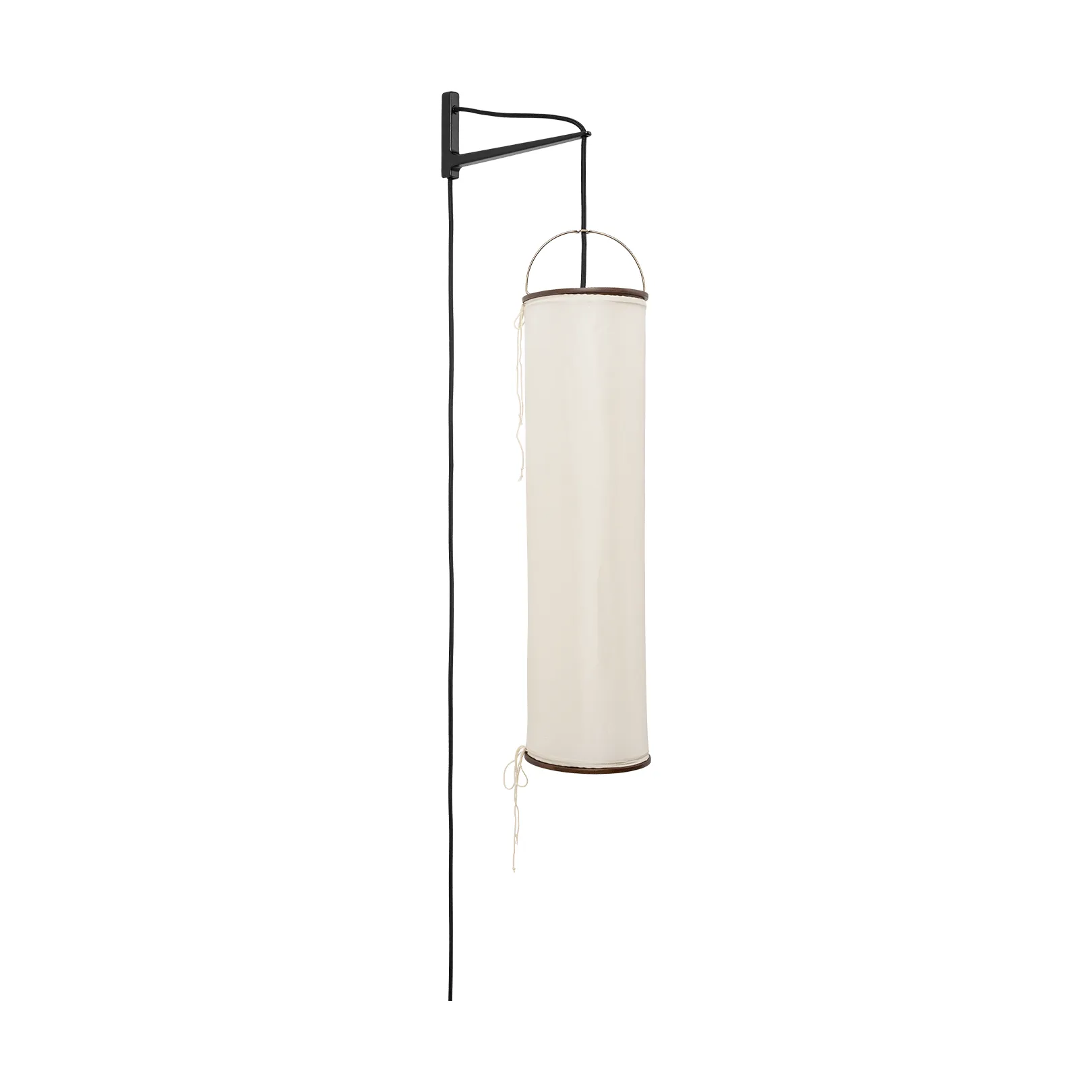 Silk Lantern væglampe, Natural white silk-halvmat sort GUBI