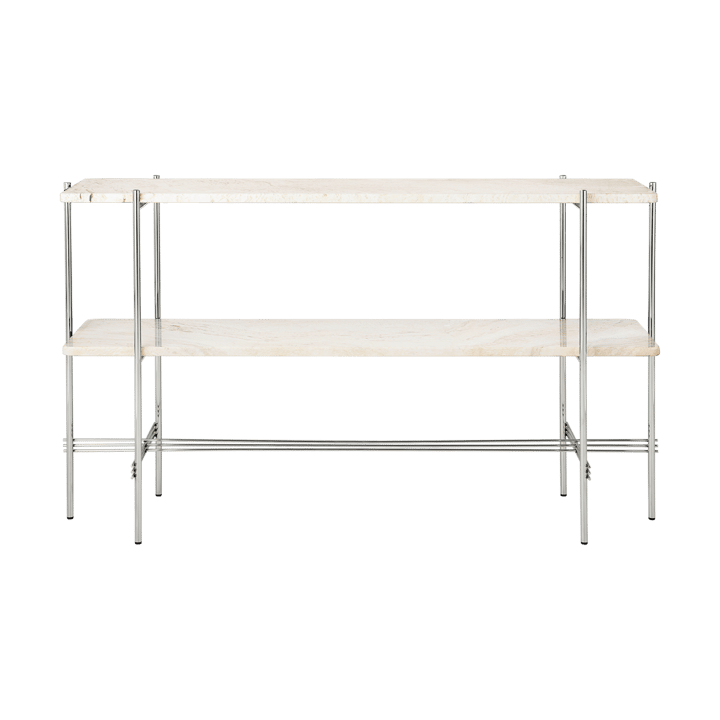 TS Console afsætningsbord 120x30x72 cm - Neutral white travertine/Stål - GUBI