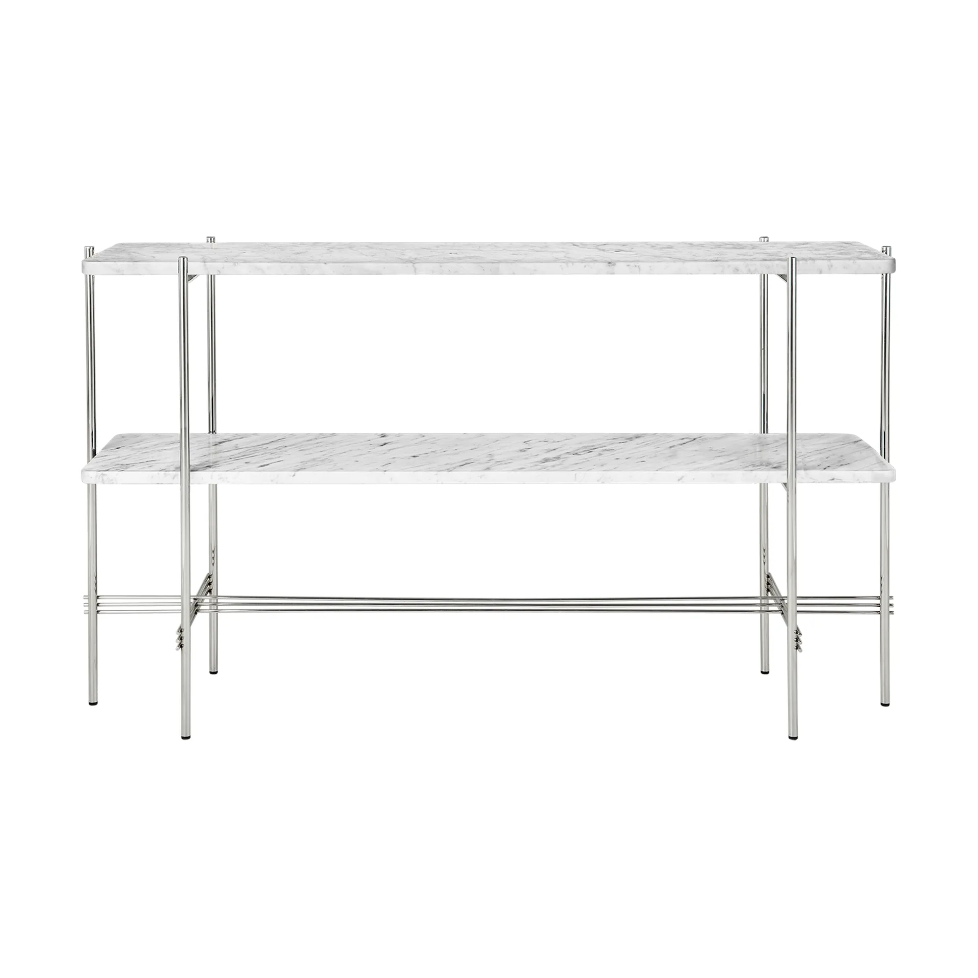TS Console afsætningsbord 120x30x72 cm, White carrara marble/Stål GUBI