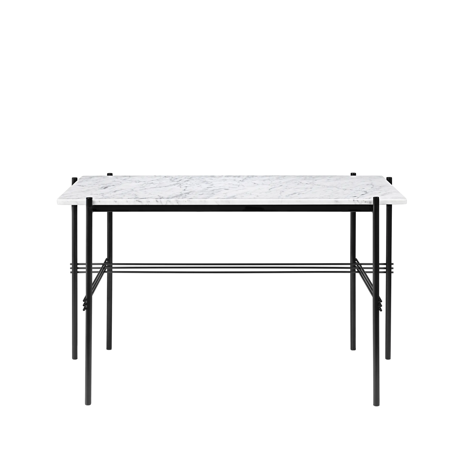 TS Desk skrivebord, marble white, sortlakeret stål GUBI