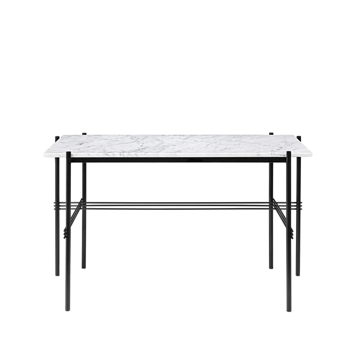 TS Desk skrivebord - marble white, sortlakeret stål - GUBI