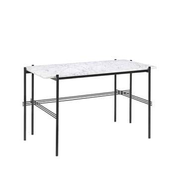 TS Desk skrivebord - marble white, sortlakeret stål - GUBI