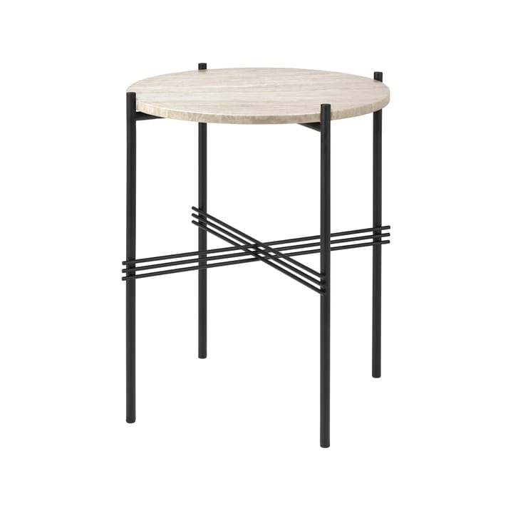 TS Outdoor sidebord - Natural white, sort understel, travertin - GUBI