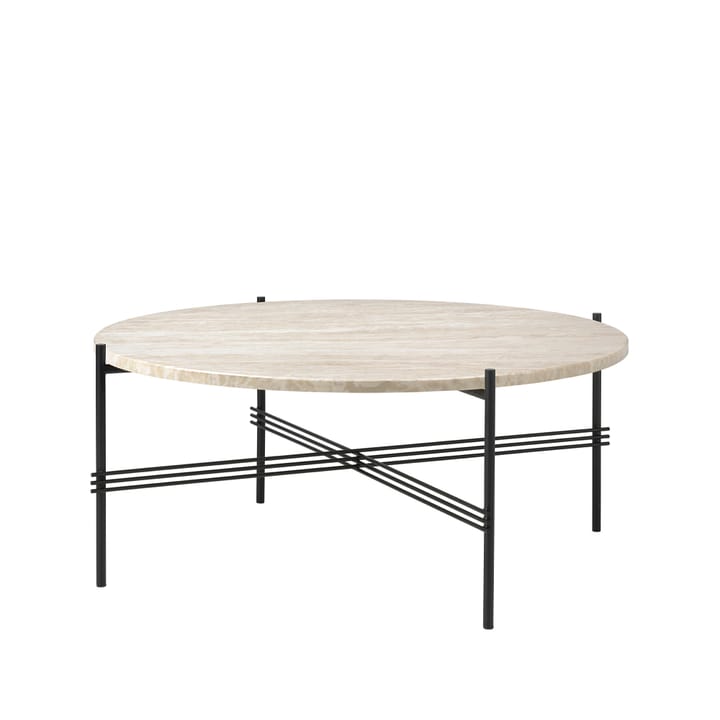 TS Outdoor sofabord - Hvid travertin, sort - GUBI